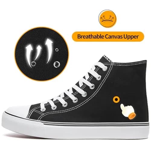 ZGR Men's High Top Canvas Sneakers Lace Up Black US8 | Breathable, Anti-Slip Rubber Sole thumbnail 4