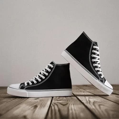 ZGR Men's High Top Canvas Sneakers Lace Up Black US8 | Breathable, Anti-Slip Rubber Sole thumbnail 7