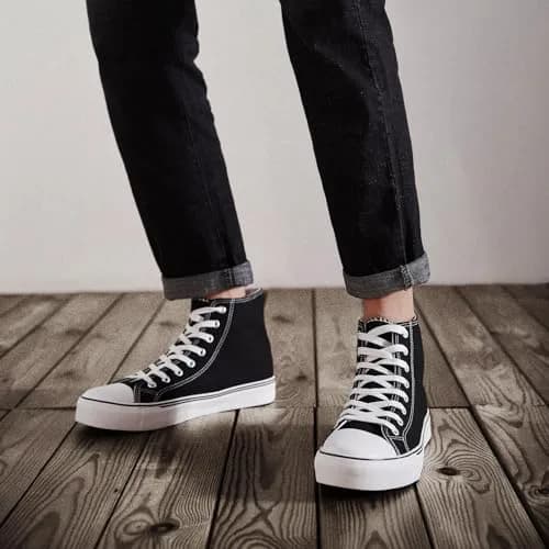 ZGR Men's High Top Canvas Sneakers Lace Up Black US8 | Breathable, Anti-Slip Rubber Sole thumbnail 8