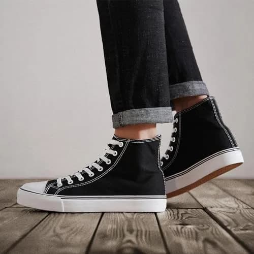 ZGR Men's High Top Canvas Sneakers Lace Up Black US8 | Breathable, Anti-Slip Rubber Sole thumbnail 2