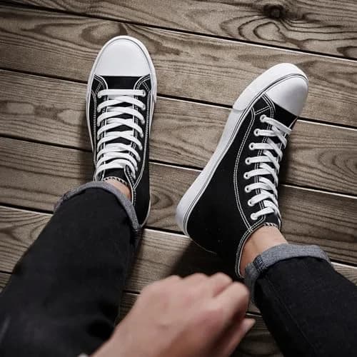 ZGR Men's High Top Canvas Sneakers Lace Up Black US8 | Breathable, Anti-Slip Rubber Sole thumbnail 3