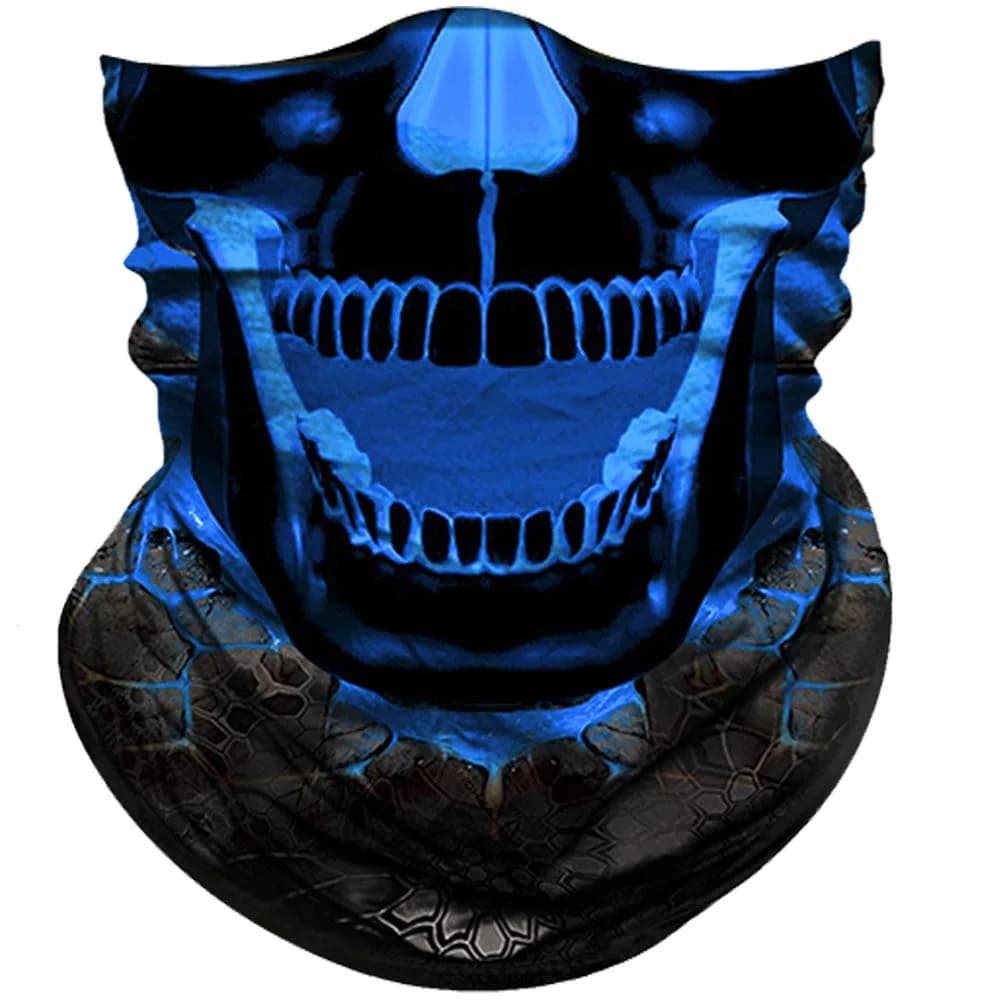 Obacle Skull Face Mask Half for Dust Wind UV Sun Protection Seamless 3D Tube Mask Bandana for Men Women (Skull Light Blue Rock Melt) - main product image
