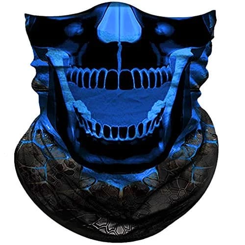 Obacle Skull Face Mask Half for Dust Wind UV Sun Protection Seamless 3D Tube Mask Bandana for Men Women (Skull Light Blue Rock Melt) thumbnail 1