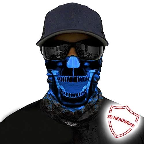 Obacle Skull Face Mask Half for Dust Wind UV Sun Protection Seamless 3D Tube Mask Bandana for Men Women (Skull Light Blue Rock Melt) thumbnail 2