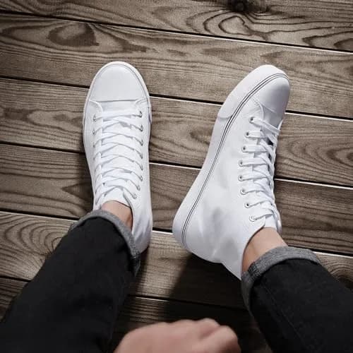ZGR Mens High Top Canvas Sneakers Lace Up White US9.5 | Breathable Canvas & Anti-Slip Rubber Sole thumbnail 7