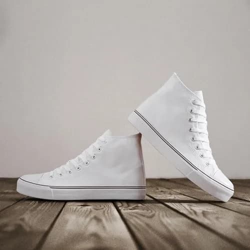 ZGR High Top Canvas Sneakers Lace Up White US7 | Breathable, Anti-Slip Rubber Sole, Classic Walking Style thumbnail 3