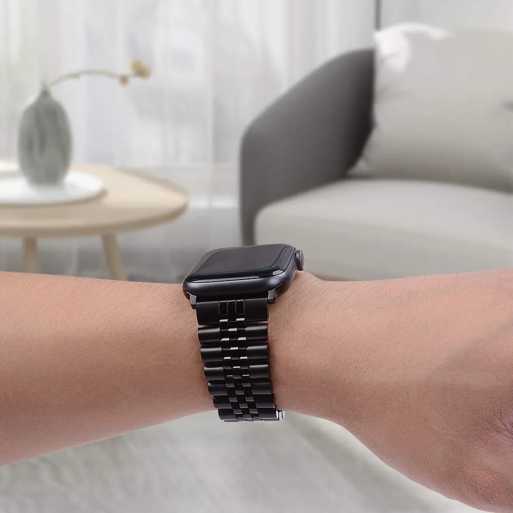 baozai Stainless Steel Watch Band for Apple Watch Ultra 3/2/1, 46mm/45mm/44mm/42mm, Black | Fits 6.7"-8.9" Wrists - view 6
