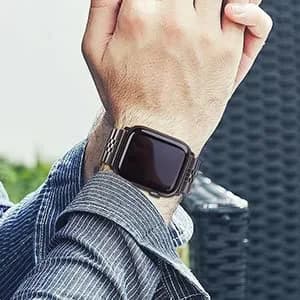 baozai Stainless Steel Watch Band for Apple Watch Ultra 3/2/1 46mm/45mm/44mm/42mm | Space Gray Jubilee Strap with Butterfly Clasp - view 7