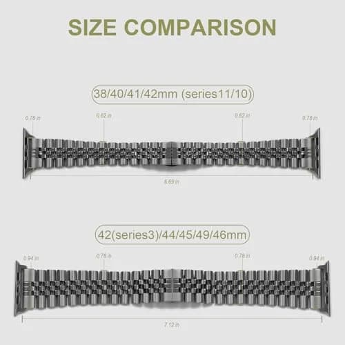 baozai Stainless Steel Watch Band for Apple Watch Ultra 3/2/1 46mm/45mm/44mm/42mm | Space Gray Jubilee Strap with Butterfly Clasp thumbnail 3