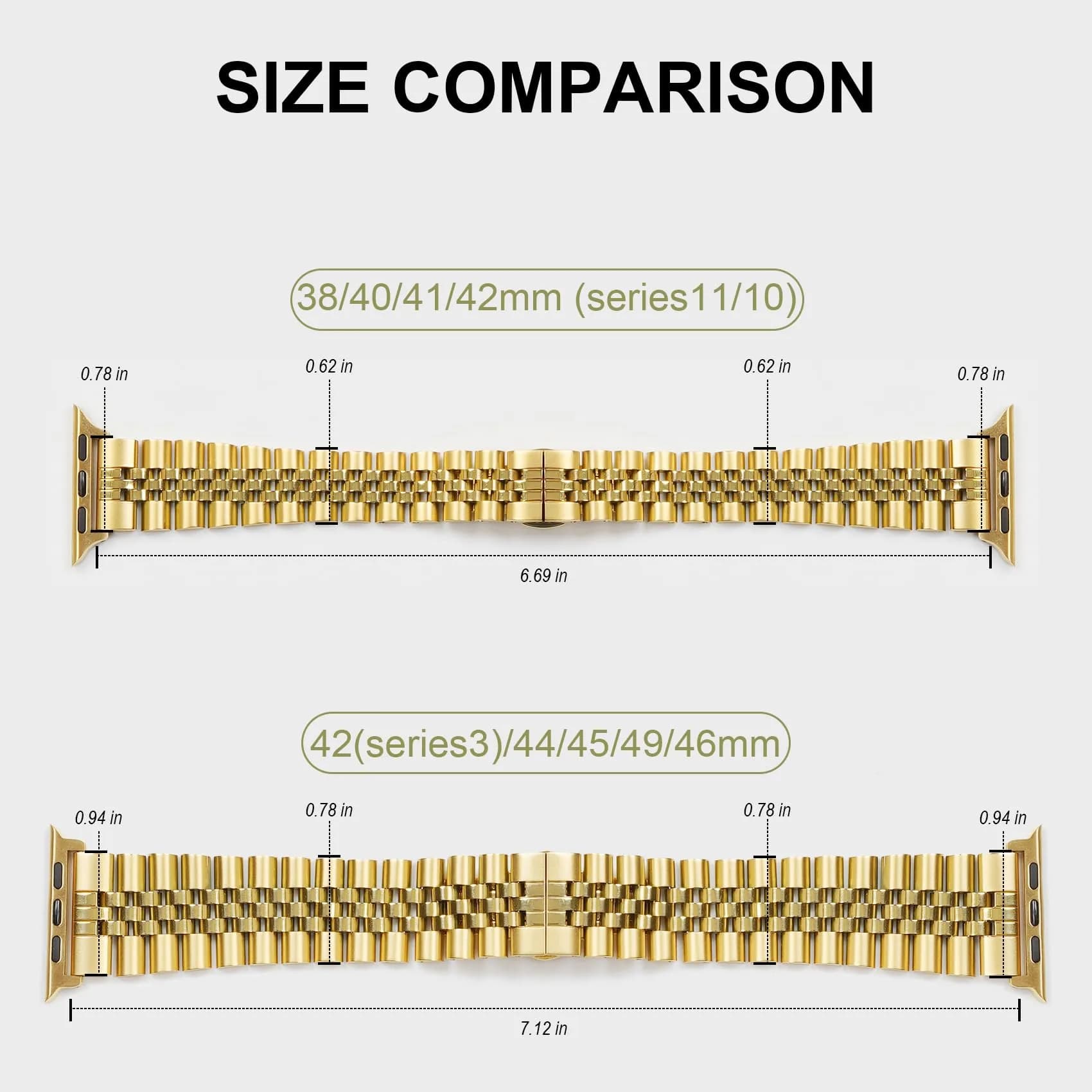 baozai Stainless Steel Watch Band for Apple Watch Ultra 3/2/1, 46mm/45mm/44mm/42mm, Black | Fits 6.7"-8.9" Wrists - view 3