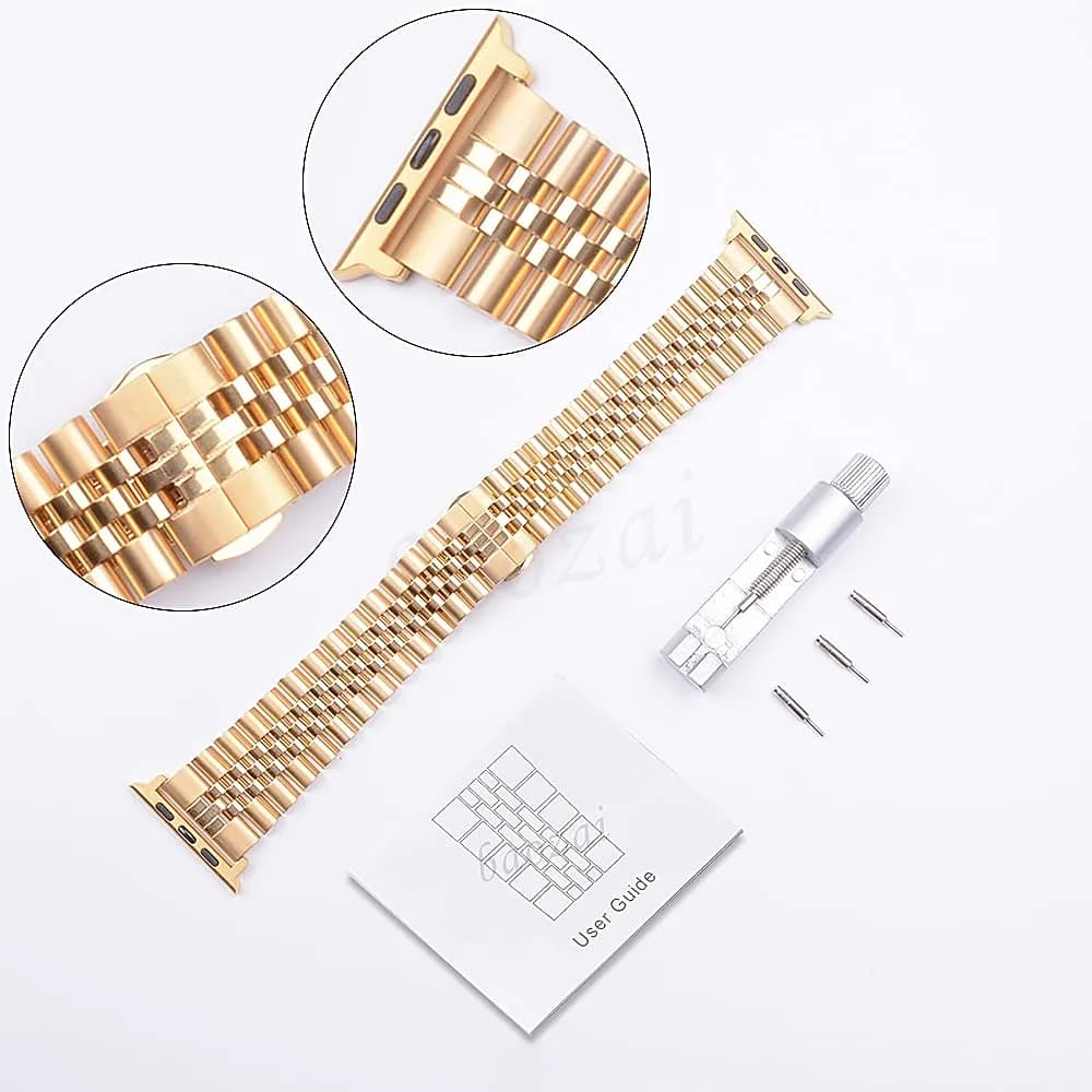 baozai Stainless Steel Watch Band for Apple Watch Ultra 3/2/1, 46mm/45mm/44mm/42mm, Black | Fits 6.7"-8.9" Wrists - view 4
