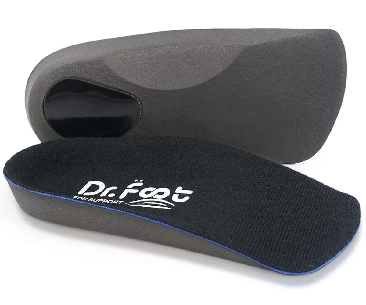Dr. Foot's 3/4 Length Orthotic Inserts for Flat Feet & Heel Pain | Self-Adhesive Half Shoe Insoles (Large)