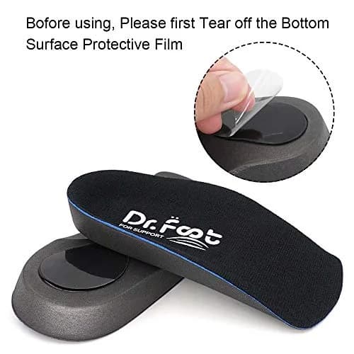 Dr. Foot's 3/4 Length Orthotic Inserts for Flat Feet & Heel Pain | Self-Adhesive Half Shoe Insoles (Large) thumbnail 4