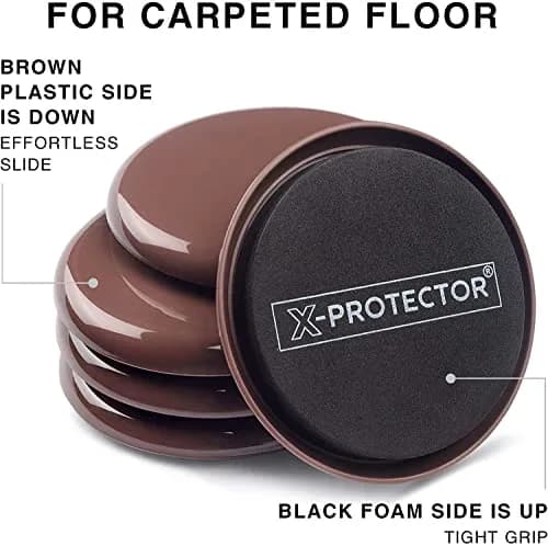 X-Protector Heavy Duty Furniture Sliders for Carpet - 16 PCS 3.5" Round Moving Pads | Protects Floors & Saves Energy thumbnail 4
