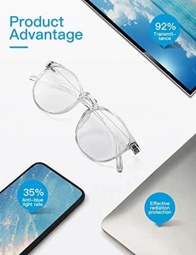 CNLO Blue Light Blocking Glasses Crystal Lightweight Frame Eyeglasses | Anti Eyestrain for Digital Screens thumbnail 7