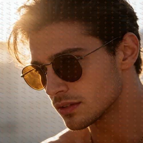 Kursan Small Round Metal Sunglasses for Men Women Mirrored Lens Classic Circle Sun Glasses (Brown Frame/Brown Lens) | UV400 Polarized thumbnail 5