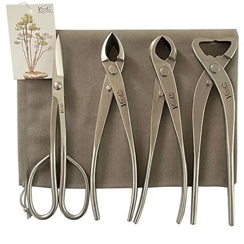 VOUIU 4-Piece Bonsai Tool Set: 8-inch Concave Cutter, Knob Cutter, Trunk Splitter & Scissors | Stainless Steel Blades thumbnail 1