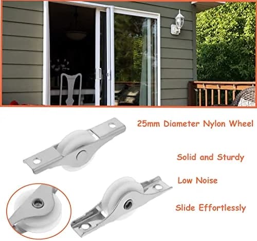 MroMax Industrial Castors 2Pcs 25mm/0.98" Dia Nylon White Sliding Wheel U Groove for Garage & Doors thumbnail 5