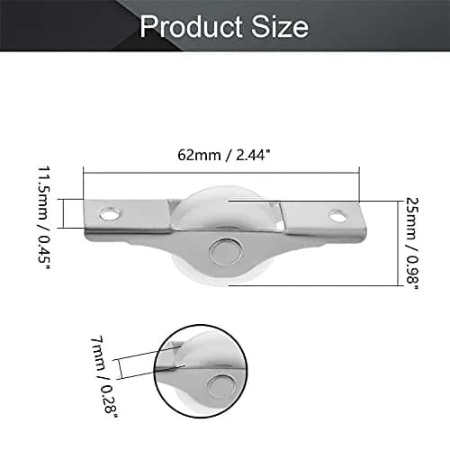 MroMax Industrial Castors 2Pcs 25mm/0.98" Dia Nylon White Sliding Wheel U Groove for Garage & Doors thumbnail 2