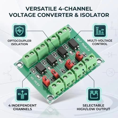 Zopsc 3V/5V to 3.6V/24V 4 Channel Voltage Converter Isolated Board | Strong Anti-Interference thumbnail 3