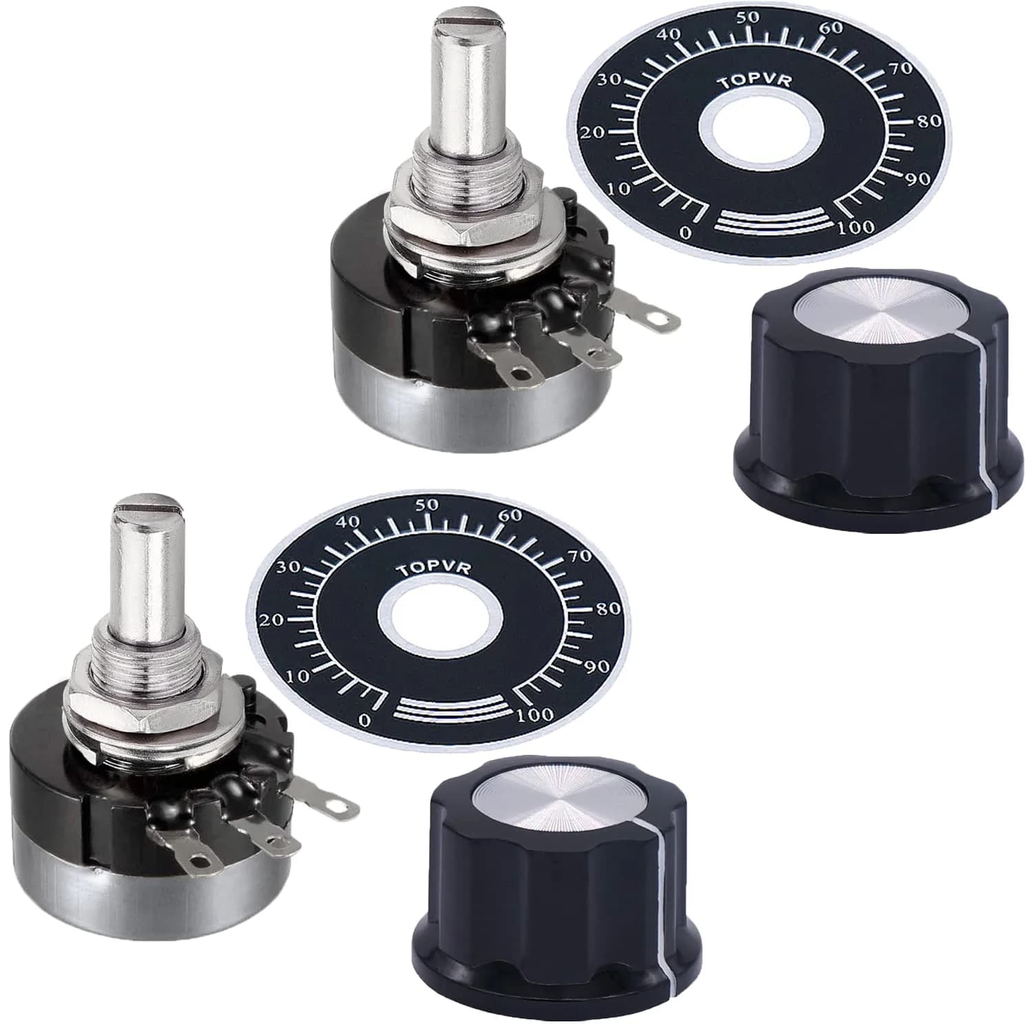 CenryKay RV24YN20S B502 5K Rotary Potentiometer with Knobs & Dials, 6mm Shaft, 20mm Length, 2W Power | Single Turn Carbon Film — RV24YN20S B502 5K