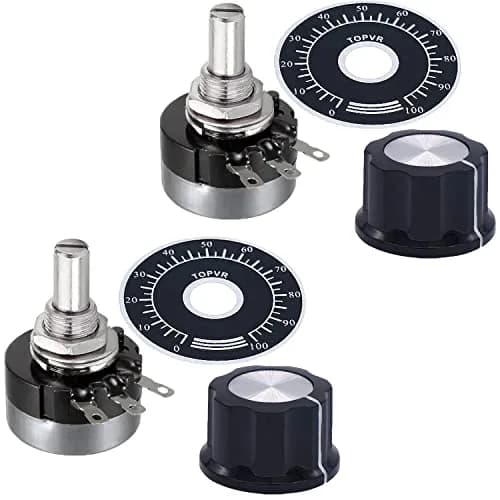 CenryKay RV24YN20S B502 5K Rotary Potentiometer with Knobs & Dials, 6mm Shaft, 20mm Length, 2W Power | Single Turn Carbon Film thumbnail 1