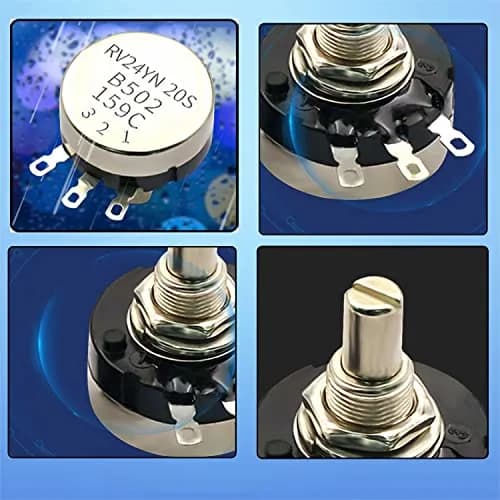 CenryKay RV24YN20S B502 5K Rotary Potentiometer with Knobs & Dials, 6mm Shaft, 20mm Length, 2W Power | Single Turn Carbon Film thumbnail 5