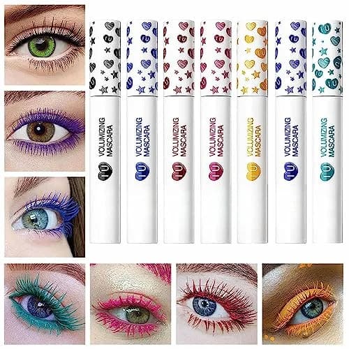MAEPEOR Colored Mascara Set 7 Pack 0.35 Oz | Waterproof & Smudgeproof, Vegan, Hypoallergenic (70-120 chars) thumbnail 1