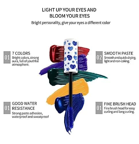 MAEPEOR Colored Mascara Set 7 Pack 0.35 Oz | Waterproof & Smudgeproof, Vegan, Hypoallergenic (70-120 chars) thumbnail 4