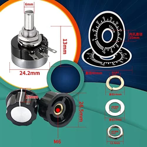 CenryKay RV24YN20S B503 50K Rotary Potentiometer with Knobs & Dials, 6mm Shaft, 20mm Length | Precise Control for Audio & Circuit DIY thumbnail 3