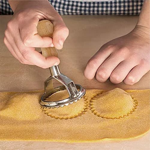 MASTER FENG Pasta Maker & Ravioli Cutter Set | Manual Aluminum Mold with Wooden Handle (MF-146) thumbnail 5