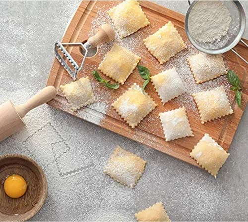 MASTER FENG Pasta Maker & Ravioli Cutter Set | Manual Aluminum Mold with Wooden Handle (MF-146) thumbnail 6