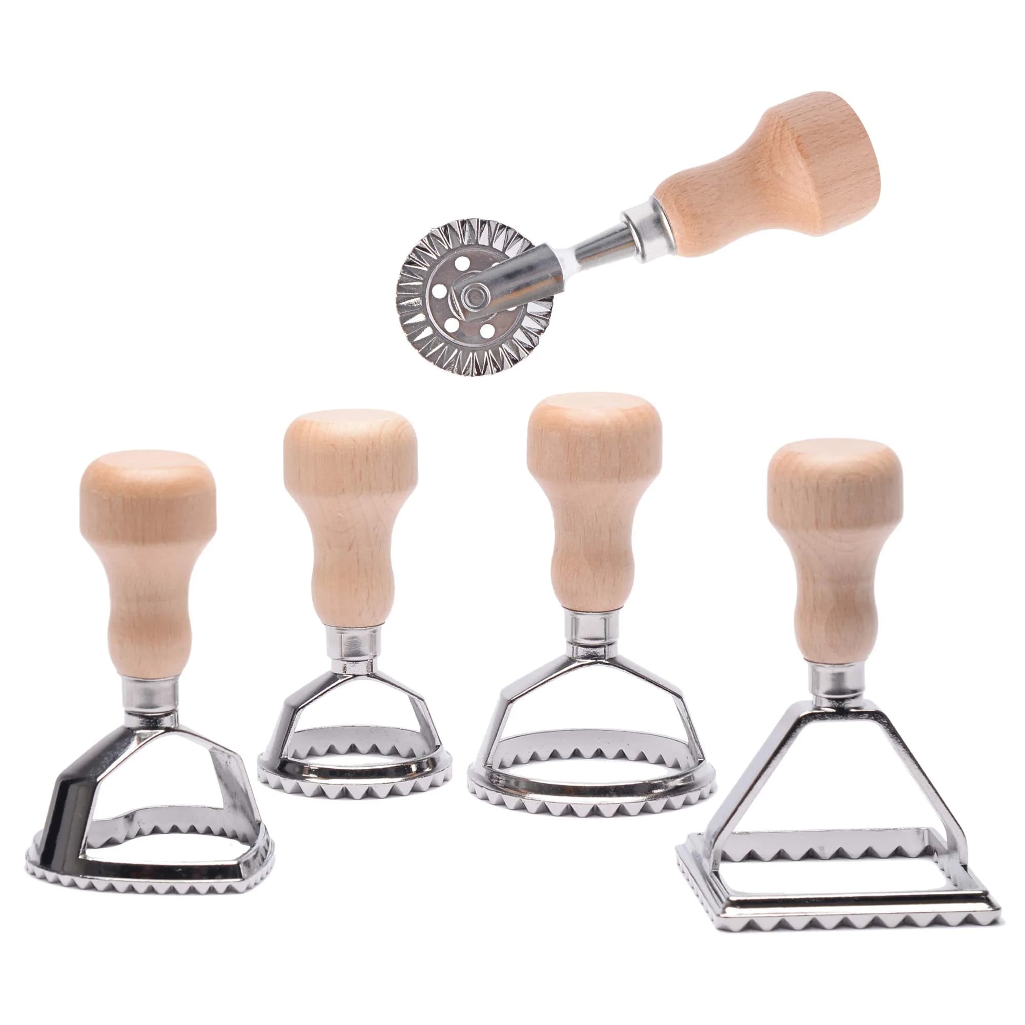 MASTER FENG Ravioli Stamp Maker Cutter with Wooden Handle & Fluted Edges | Perfect for Homemade Pasta (70-120 chars) - main product image