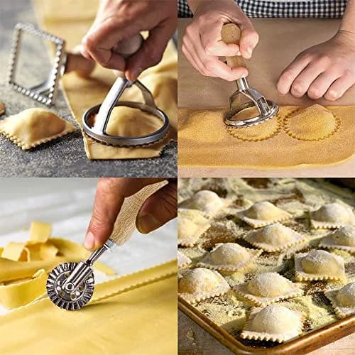 MASTER FENG Ravioli Stamp Maker Cutter with Wooden Handle & Fluted Edges | Perfect for Homemade Pasta (70-120 chars) thumbnail 4