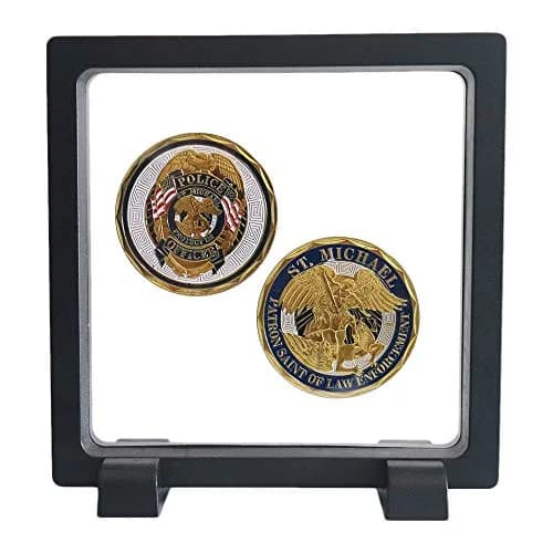 HillSpring Challenge Coins Display Frame, Black 4.3"x4.3"x0.8" | Floating Shadow Box for Medals & Jewelry thumbnail 1