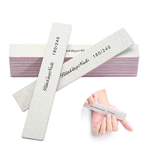BlinkingNails 180/240 Grit Nail File Set (10 Count, 17.8cm) | Professional Double-Sided Emery Boards for Natural & Acrylic Nails thumbnail 1