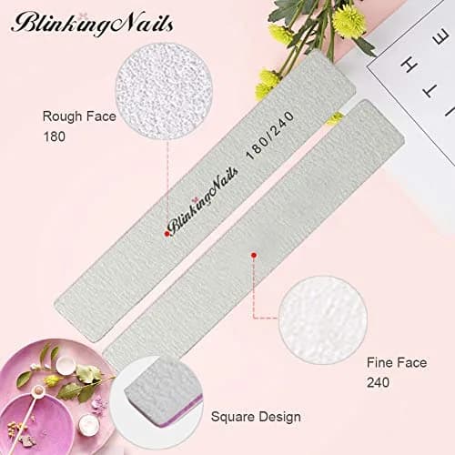 BlinkingNails 180/240 Grit Nail File Set (10 Count, 17.8cm) | Professional Double-Sided Emery Boards for Natural & Acrylic Nails thumbnail 3