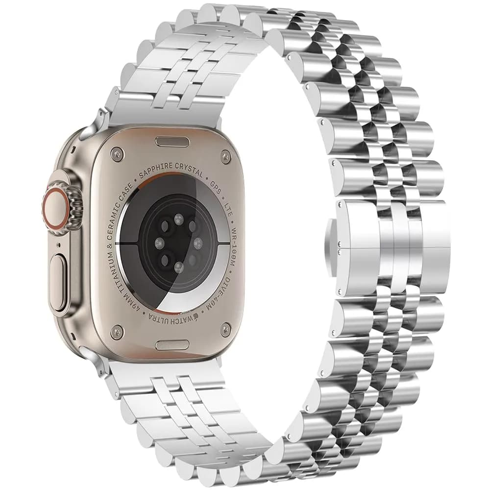 baozai Silver Stainless Steel Watch Band for Apple Watch Ultra 3/2/1, 46mm/49mm/45mm/44mm/42mm - view 2