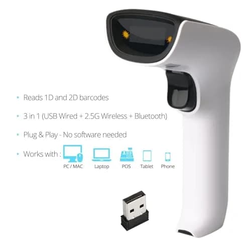 ScanAvenger Wireless Portable 1D&2D Bluetooth Barcode Scanner 8.2cm (3.25in) x 19.6cm (7.7in) x 10.5cm (4.1in) | Scans QR Codes & Inventory thumbnail 5