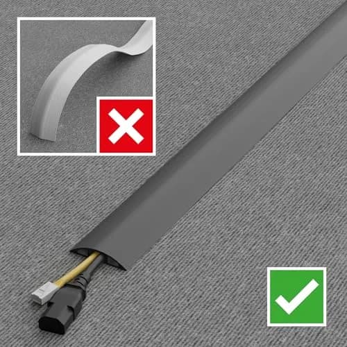 D-Line Floor Cord Cover Cable Channel 1.6cm (0.63" W x 0.31" H) Gray | Protects Cords & Prevents Trips thumbnail 7