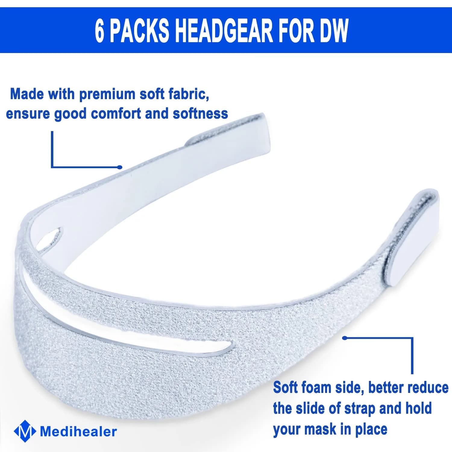Medihealer 6 Pack Headgear Straps for DreamWear Original Version | Soft, Adjustable, Slip-Resistant CPAP Mask Fit - view 6