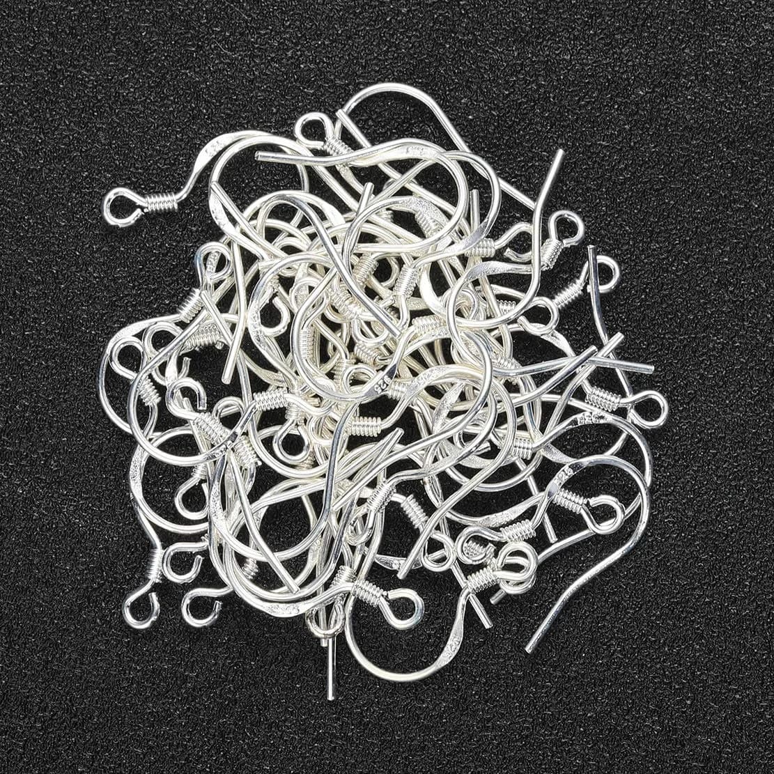 HOLLOSPORT 925 Sterling Silver Earring Hooks 15.5mm (0.61in) | Hypoallergenic Jewelry Making Supplies