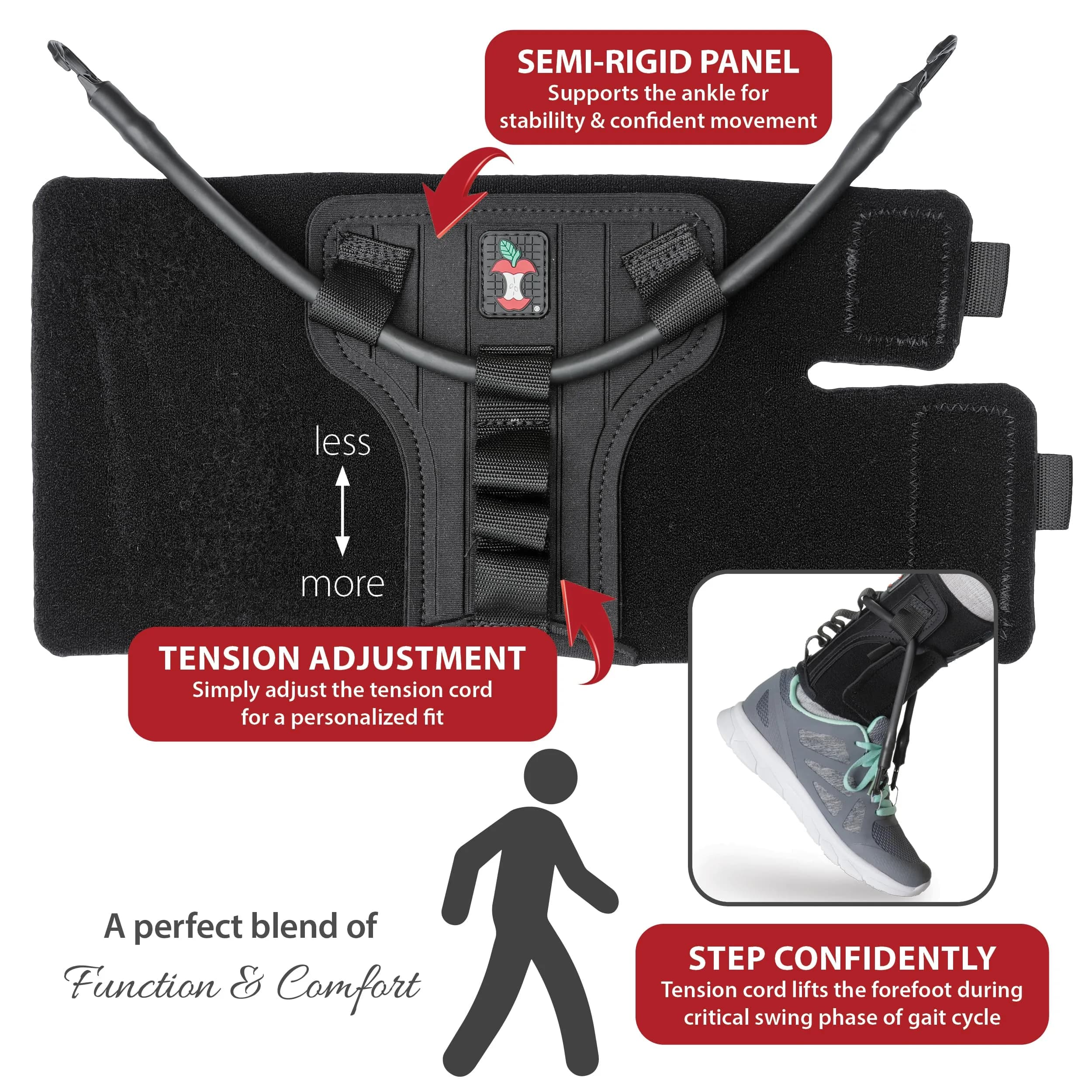Core Products FootFlexor Foot Drop Brace for Walking with Adjustable Dorsiflexion Support, XS/S | USA-Assembled Orthopedic Brace for Natural Gait - view 3