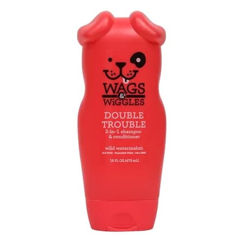 Wags & Wiggles 2-in-1 Dog Shampoo & Conditioner Fruity Watermelon 473ml (16 Fl Oz) | Gentle pH-Balanced Formula for All Dogs thumbnail 1