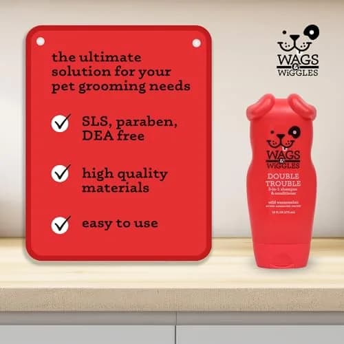 Wags & Wiggles 2-in-1 Dog Shampoo & Conditioner Fruity Watermelon 473ml (16 Fl Oz) | Gentle pH-Balanced Formula for All Dogs thumbnail 5