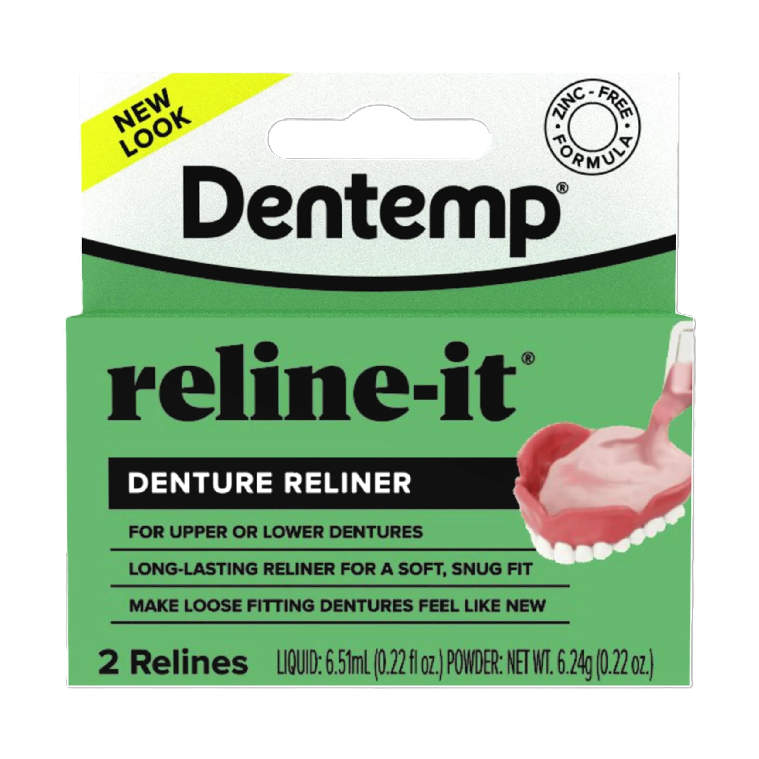 Dentemp Reline-It Denture Reline Kit Advanced Formula 2 Count (Pack of 1) | Custom Fit for Upper & Lower Dentures - main product image