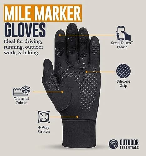 OutdoorEssentials Touchscreen Winter Liners - Medium-Large Black | Warm, Quick-Drying, Stretch Gloves for Cold Weather & Hiking thumbnail 4