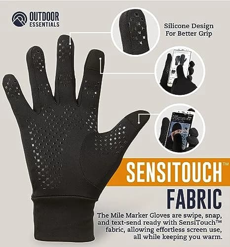 OutdoorEssentials Touchscreen Winter Liners - Medium-Large Black | Warm, Quick-Drying, Stretch Gloves for Cold Weather & Hiking thumbnail 2