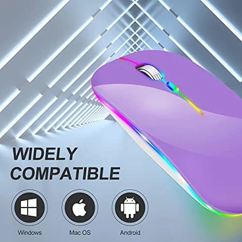 KLO Rechargeable Bluetooth 5.2/3.0/Type-C/USB-2.4G Mouse for MacBook/iPad, Wireless Mouse for Laptop/PC (Purple) thumbnail 3
