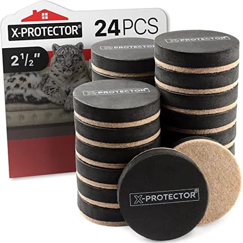 X-Protector Heavy Duty Felt Furniture Sliders 24 pcs | Protects Hardwood Floors & Easy Moving (110 chars) thumbnail 1